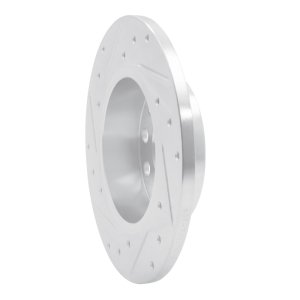 Audi A3 Brake Rotor (1) - Rear Right - R1 Concepts - Drilled & Slotted - Silver - `05-`13